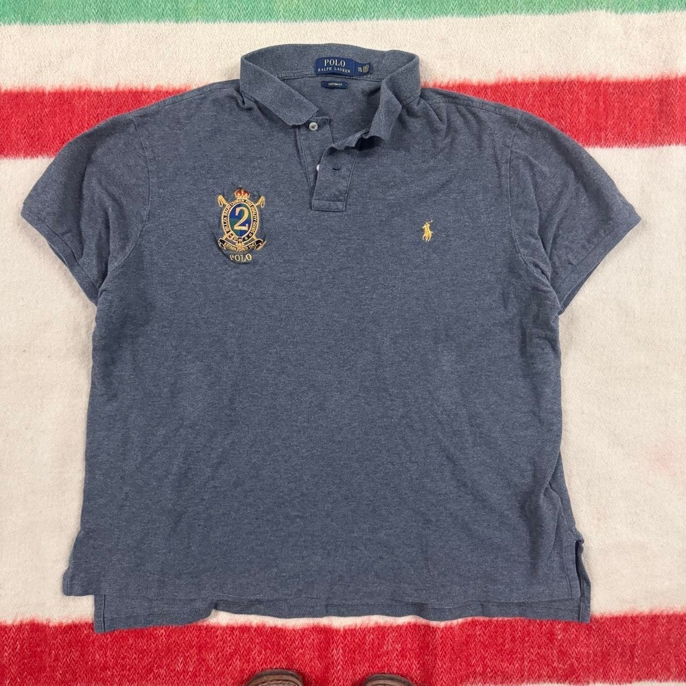 Polo Ralph Lauren Crest Polo Shirt Grey XXL Mens Custom Fit Short Sleeve